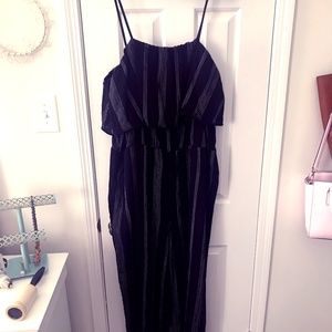 Black and White striped pant suit/romper